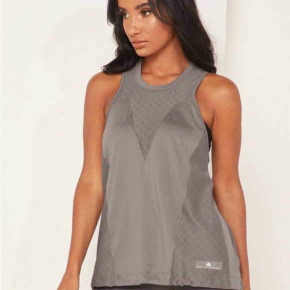 Adidas Stella McCartney Studio Explorer Mesh Gray Tank Top - Picture 2 of 10